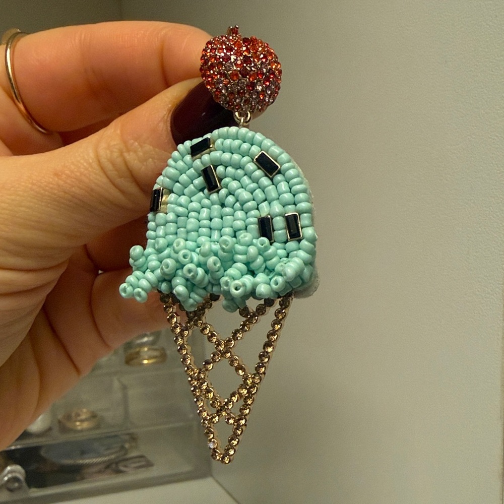 BaubleBar Mint and Gold Beaded Earrings - Picture 3 of 4